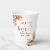 Fall in Love Cute Fall Bridal Shower Pappbecher (Rückseite)