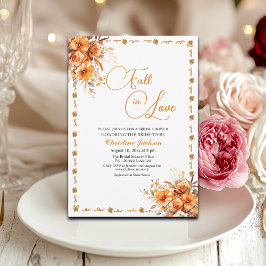 Fall in Love Elegant Fall Floral Bridal Shower Einladung