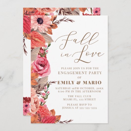 Fall In Love Engagement Invitation Einladung (Vorne/Hinten)