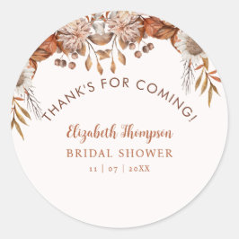 Fall in Love Fall Bridal Shower Runder Aufkleber