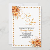 Fall in Love Fall Floral QR Code Bridal Shower Einladung (Vorderseite)