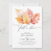Fall In Love Fall Leaves Bridal Shower Einladung (Vorderseite)