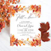 Fall In Love Fall Leaves Engagement Party Einladung