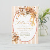 Fall in Love Floral Bow Bridal Shower Invitation Einladung (Stehend Vorderseite)
