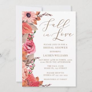 Fall In Love floral Bridal Shower Invitation Einladung