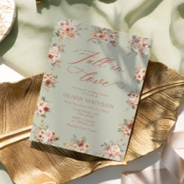Fall in Love Floral Green Baby Shower Einladung