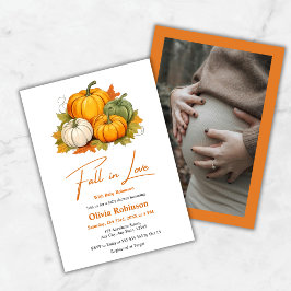 Fall in Love Gender Neutral Pumpkin Baby Shower Einladung