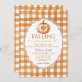 Fall in love Heart Pumpkin Baby shower Gingham Einladung (Vorne/Hinten)