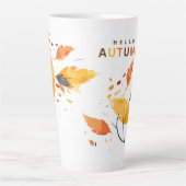 Fall In Love Hello Autumn Orange Leaves Latte Mug  Milchtasse (Vorderseite)
