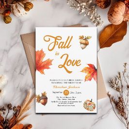 Fall in Love Maple Leaves Acorns Bridal Shower  Einladung