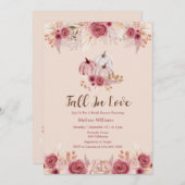 Fall In Love Pink Boho Bridal Shower Invitation Einladung (Vorne/Hinten)