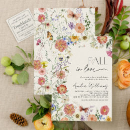 Fall In Love Pressed Wildflower Bridal Shower Einladung