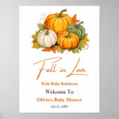 Fall in Love Pumpkin Baby Shower Welcome Poster (Vorne)