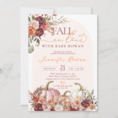Fall in Love Pumpkin Burgundy Orange Baby Shower Einladung (Vorderseite)