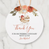 Fall In Love Pumpkin Stroller Floral Baby Shower Geschenkanhänger (Rückseite)