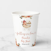 Fall In Love Pumpkin Stroller Floral Baby Shower Pappbecher (Rückseite)