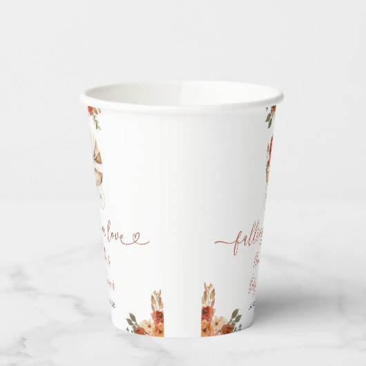 Fall In Love Pumpkin Stroller Floral Baby Shower Pappbecher (Links)