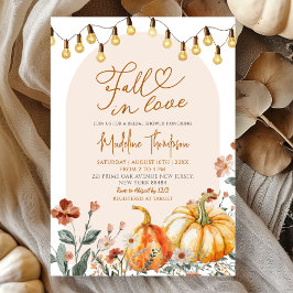 Fall in Love Pumpkin Wildflower Bridal Shower Einladung