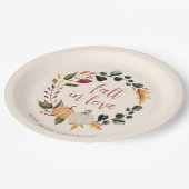 Fall in Love Pumpkin Wreath Baby Shower Pappteller (Schrägansicht)