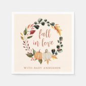 Fall in Love Pumpkin Wreath Baby Shower Serviette (Vorderseite)