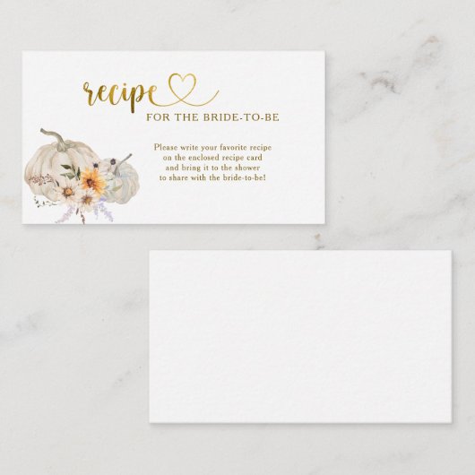 Fall in Love Pumpkins Bridal Shower Recipe Request Begleitkarte (Vorne/Hinten)