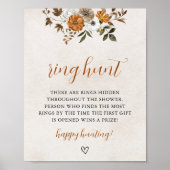Fall in Love | Ring Hunt Bridal Shower Game Sign Poster (Vorne)