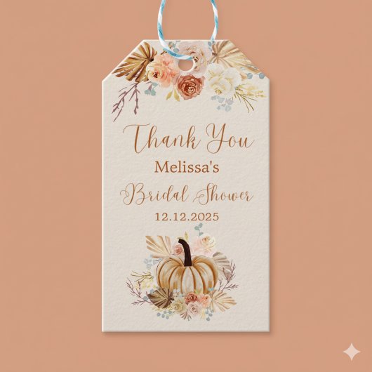 Fall In Love Rustic Bridal Shower Thank You Geschenkanhänger