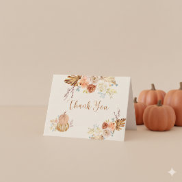 Fall In Love Rustic Elegant Bridal Shower Dankeskarte