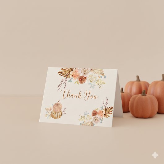 Fall In Love Rustic Elegant Bridal Shower Dankeskarte