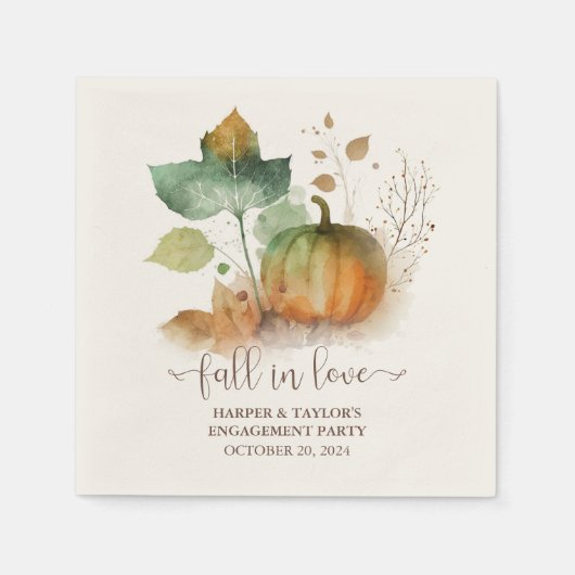 Fall In Love Rustic Elegant Pumpkin Serviette (Vorderseite)