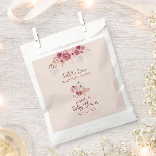Fall In Love Rustic Fall Pink Pumpkin Baby Shower Geschenktütchen (Ausgeschnitten)