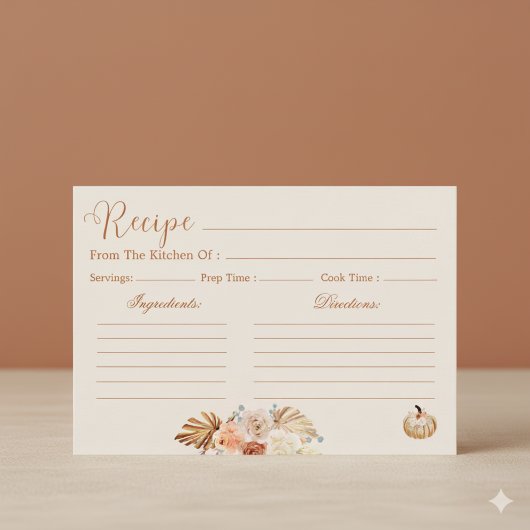 Fall In Love Rustic Terracotta Bridal Recipe Card Einladung
