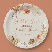 Fall In Love Rustic Terracotta Bridal Shower Pappteller