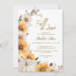 Fall In Love Sunflowers Pumpkin Boho Bridal Shower Einladung