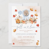 Fall in Love Teddy Bear Baby Shower Invitation Einladung (Vorderseite)