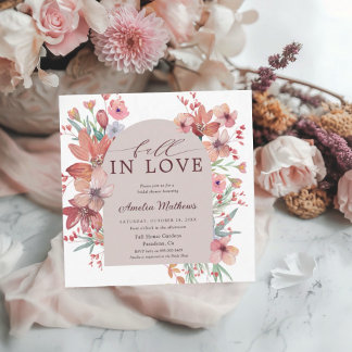 Fall In Love Terracotta Floral Bridal Shower Einladung