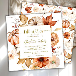 Fall In Love  Terracotta Gold Floral Bridal Shower Einladung