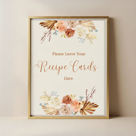 Fall In Love Terracotta Leave Your Recipe Card Poster