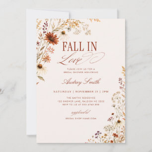 Fall In Love Terrakotta Blumen Hochzeitsdusche Einladung