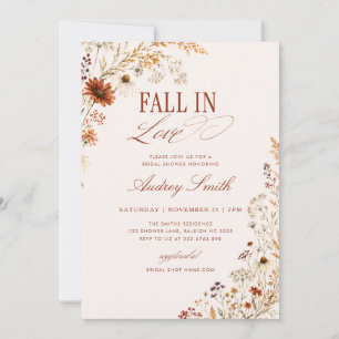 Fall In Love Terrakotta Blumen Hochzeitsdusche Einladung