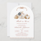 Fall in Love Watercolor Baby Shower Einladung (Vorderseite)