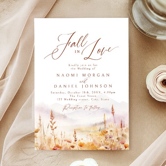 Fall In Love Wildflower Mountain Rustic Wedding Einladung