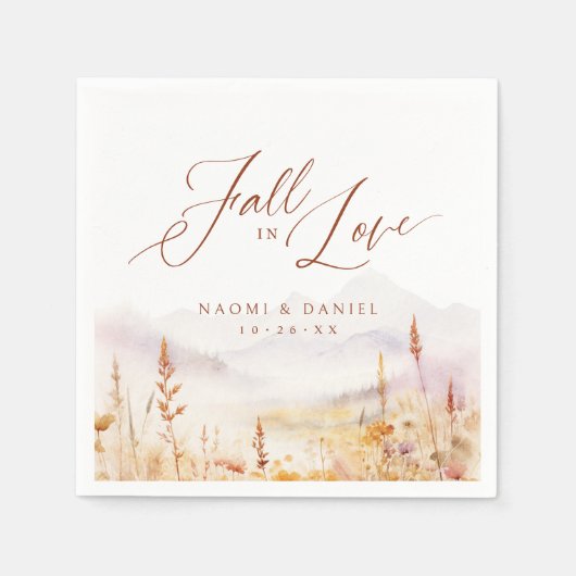 Fall In Love Wildflower Mountain Rustic Wedding Serviette (Vorderseite)