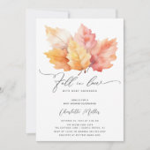 Fall In Love With Baby Autumn Leaves Shower Einladung (Vorderseite)