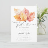 Fall In Love With Baby Autumn Leaves Shower Einladung (Stehend Vorderseite)