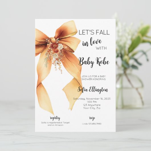 Fall in Love with Baby Shower Invitation Einladung (Stehend Vorderseite)