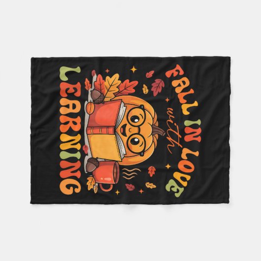 Fall In Love With Learning Autum Thanksgiving Teac Fleecedecke (Vorderseite (Horizontal))
