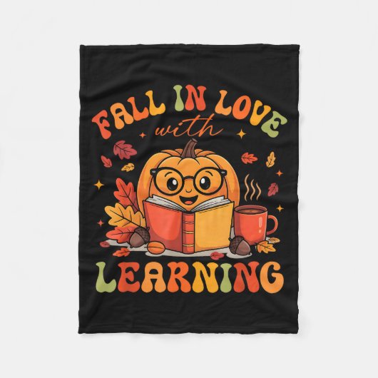 Fall In Love With Learning Autum Thanksgiving Teac Fleecedecke (Vorderseite)