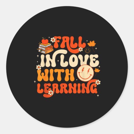 Fall In Love With Learning Autum Thanksgiving Teac Runder Aufkleber (Vorderseite)