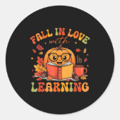 Fall In Love With Learning Autum Thanksgiving Teac Runder Aufkleber (Vorderseite)